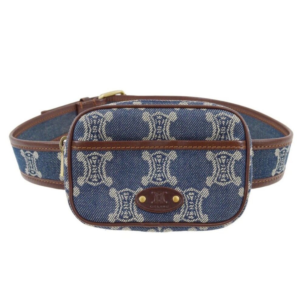 Celine Blue Denim Macadam Belt Bum Bag YS00/44 193002